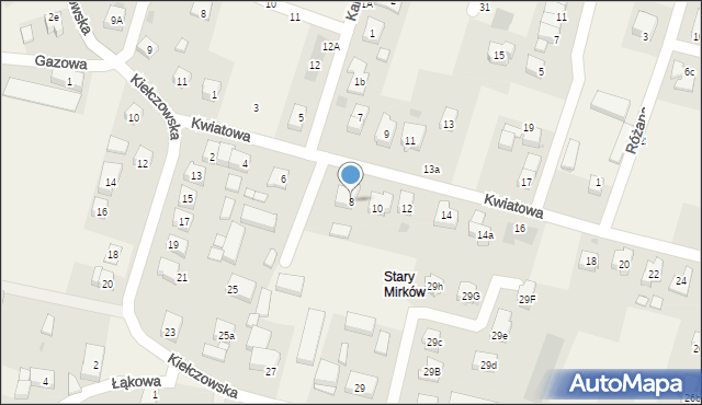 Mirków, Kwiatowa, 8, mapa Mirków