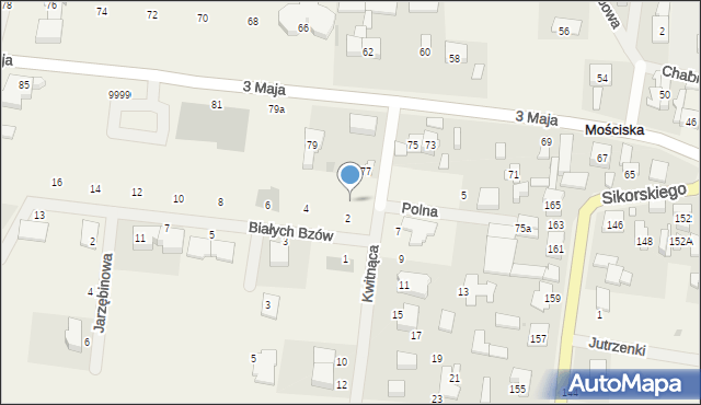 Mościska, Kwitnąca, 4, mapa Mościska