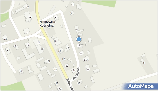 Niedrzwica Kościelna, Kwiatowa, 13, mapa Niedrzwica Kościelna