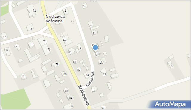 Niedrzwica Kościelna, Kwiatowa, 17, mapa Niedrzwica Kościelna