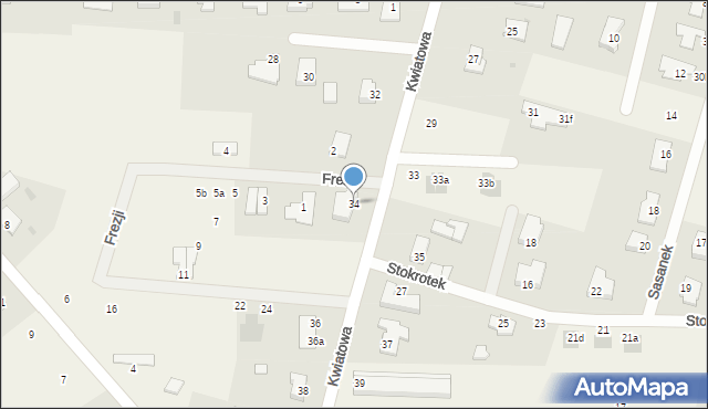 Nowe Bielice, Kwiatowa, 34, mapa Nowe Bielice