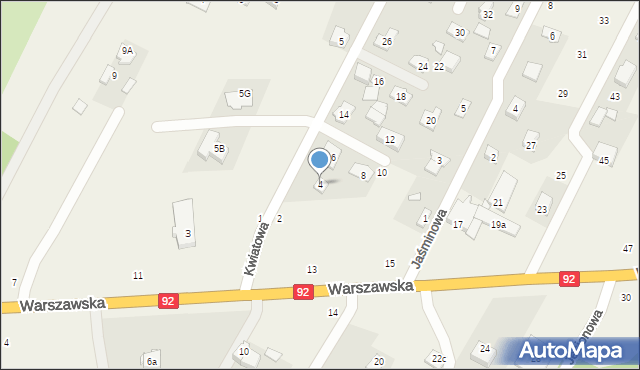 Nowe Osiny, Kwiatowa, 4, mapa Nowe Osiny