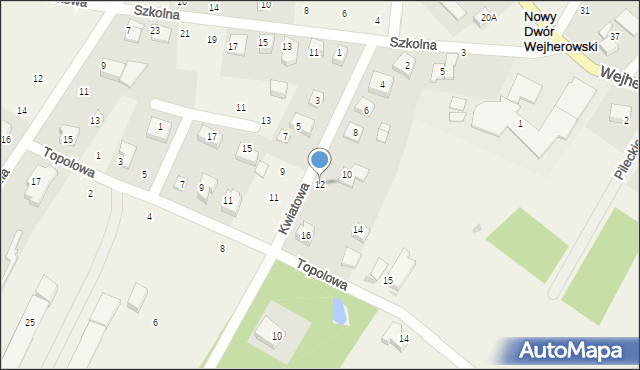 Nowy Dwór Wejherowski, Kwiatowa, 12, mapa Nowy Dwór Wejherowski