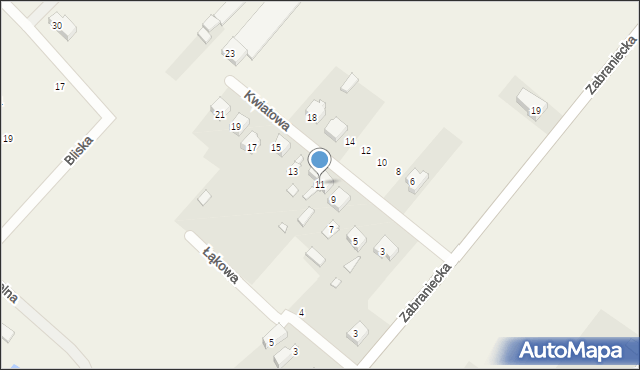 Okuniew, Kwiatowa, 11, mapa Okuniew