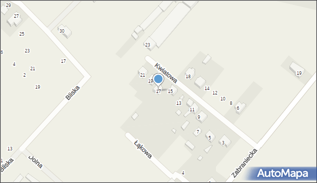 Okuniew, Kwiatowa, 17, mapa Okuniew