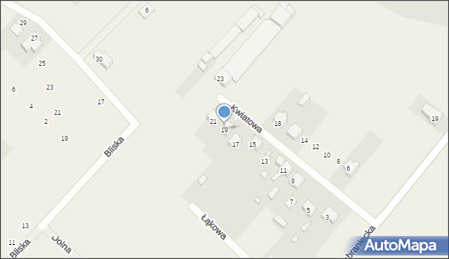 Okuniew, Kwiatowa, 19, mapa Okuniew