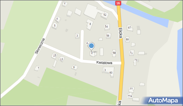 Orzysz, Kwiatowa, 2, mapa Orzysz