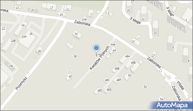 Oświęcim, Kwiatów Polnych, 5, mapa Oświęcimia