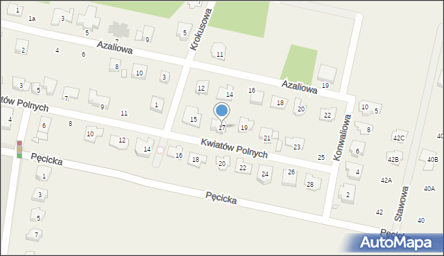 Pęcice, Kwiatów Polnych, 17, mapa Pęcice