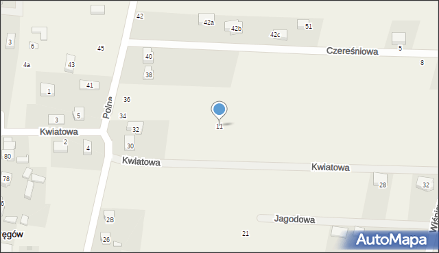 Pęgów, Kwiatowa, 11, mapa Pęgów