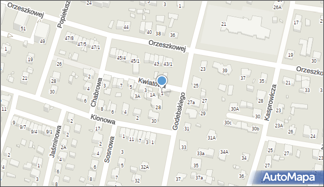 Piastów, Kwiatowa, 1, mapa Piastów