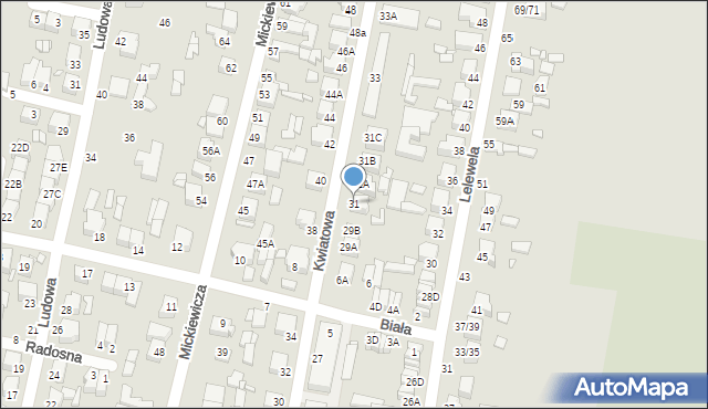 Piotrków Trybunalski, Kwiatowa, 31, mapa Piotrków Trybunalski