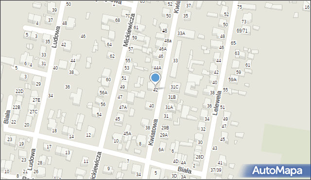 Piotrków Trybunalski, Kwiatowa, 42, mapa Piotrków Trybunalski