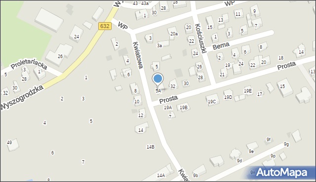 Płońsk, Kwiatowa, 5A, mapa Płońsk