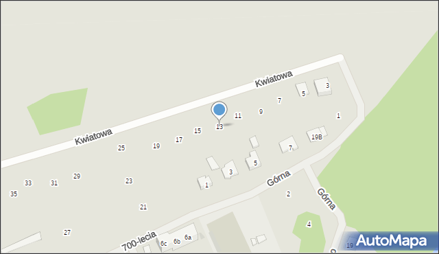 Płoty, Kwiatowa, 13, mapa Płoty
