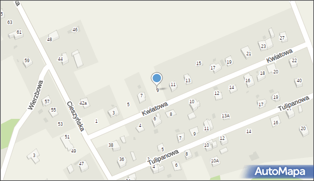 Pogwizdów, Kwiatowa, 9, mapa Pogwizdów