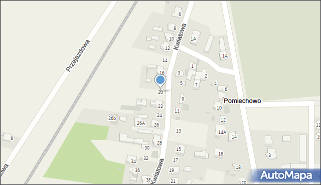 Pomiechowo, Kwiatowa, 20, mapa Pomiechowo
