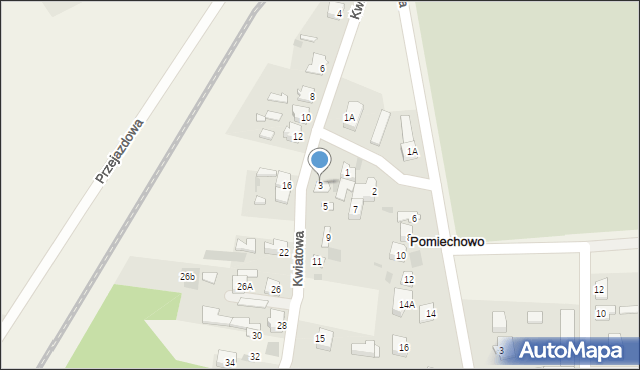 Pomiechowo, Kwiatowa, 3, mapa Pomiechowo