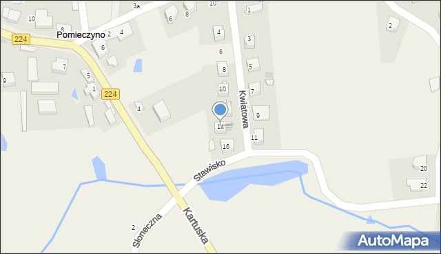 Pomieczyno, Kwiatowa, 14, mapa Pomieczyno