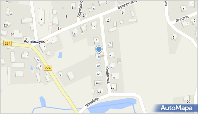 Pomieczyno, Kwiatowa, 8, mapa Pomieczyno