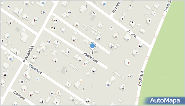 Puszczykowo, Kwiatowa, 3, mapa Puszczykowo
