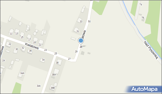 Pysznica, Kwiatowa, 48, mapa Pysznica