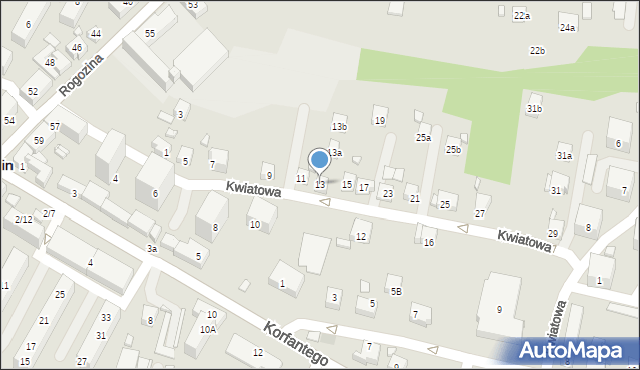 Radlin, Kwiatowa, 13, mapa Radlin