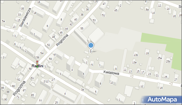 Radlin, Kwiatowa, 3A, mapa Radlin