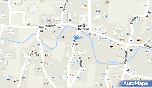 Radziechowy, Kwiatowa, 1253, mapa Radziechowy