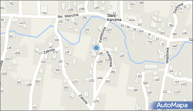 Radziechowy, Kwiatowa, 304, mapa Radziechowy