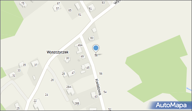 Radziszów, Kwiatowa, 58, mapa Radziszów