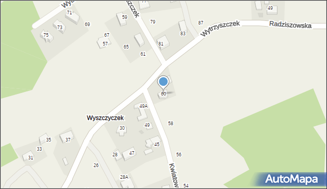 Radziszów, Kwiatowa, 60, mapa Radziszów