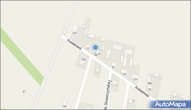 Ruda Strawczyńska, Kwiatowa, 36, mapa Ruda Strawczyńska