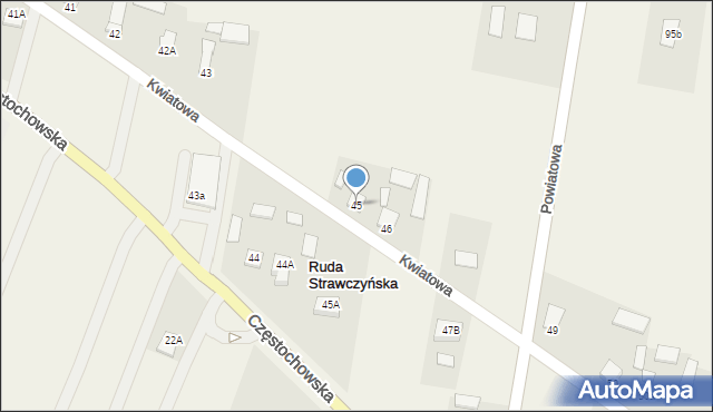 Ruda Strawczyńska, Kwiatowa, 8, mapa Ruda Strawczyńska