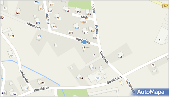 Rybarzowice, Kwiatowa, 5, mapa Rybarzowice