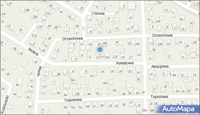 Rybie, Kwiatowa, 13a, mapa Rybie