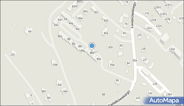 Rzeszów, Kwiatkowskiego Eugeniusza, 86d, mapa Rzeszów