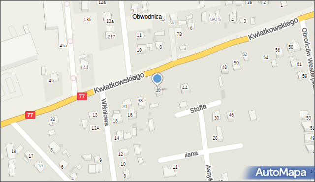 Sandomierz, Kwiatkowskiego Eugeniusza, 40, mapa Sandomierza