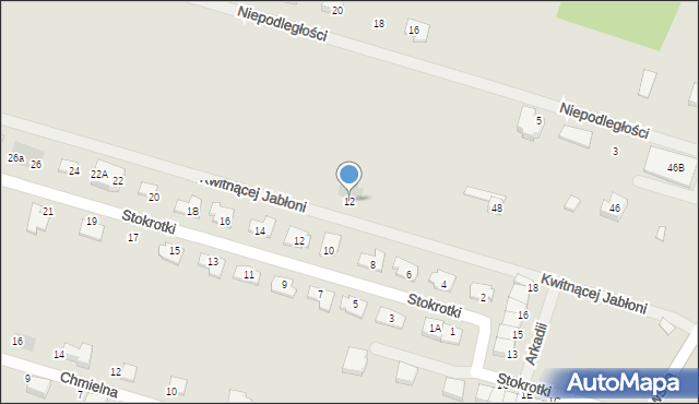 Serock, Kwitnącej Jabłoni, 12, mapa Serock