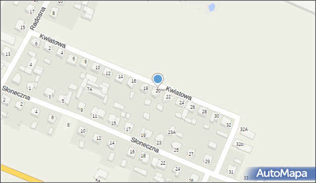 Słupia pod Kępnem, Kwiatowa, 20, mapa Słupia pod Kępnem