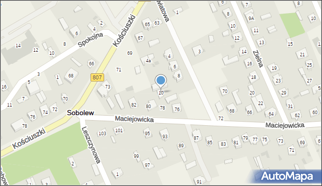 Sobolew, Kwiatowa, 10, mapa Sobolew