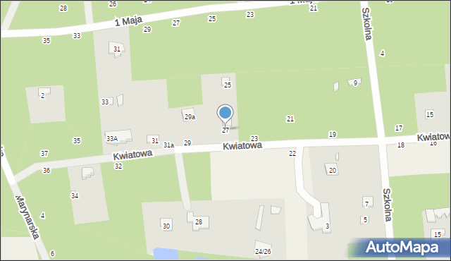 Sokolniki-Las, Kwiatowa, 27, mapa Sokolniki-Las