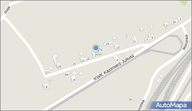 Sosnowiec, KWK Kazimierz-Juliusz, 17, mapa Sosnowca
