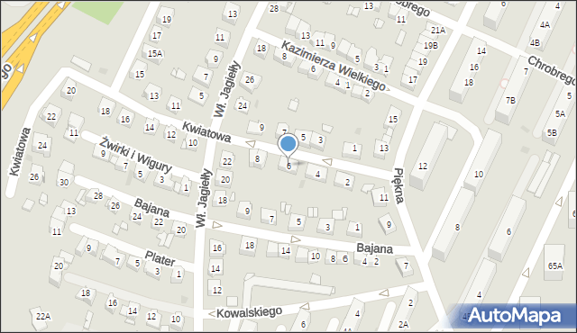 Sosnowiec, Kwiatowa, 6, mapa Sosnowca