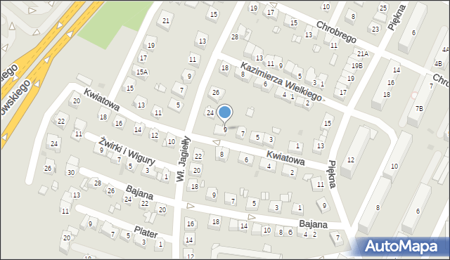 Sosnowiec, Kwiatowa, 9, mapa Sosnowca