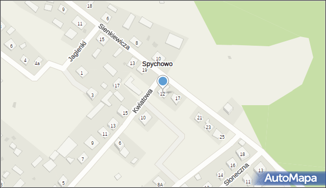 Spychowo, Kwiatowa, 12, mapa Spychowo