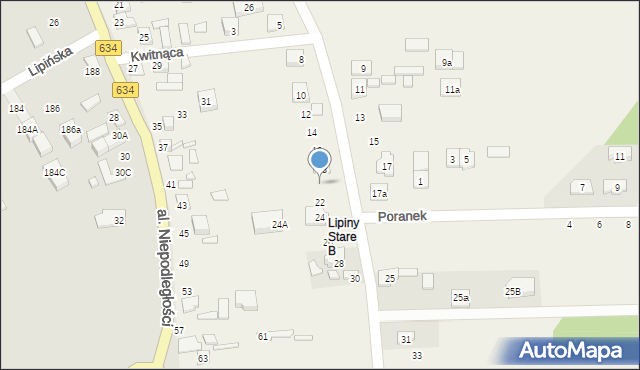 Stare Lipiny, Kwitnąca, 20, mapa Stare Lipiny