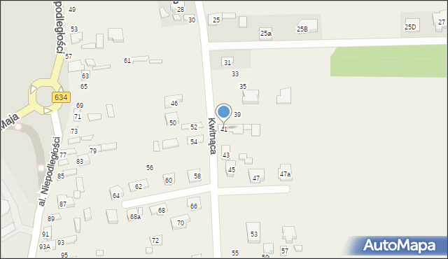 Stare Lipiny, Kwitnąca, 41, mapa Stare Lipiny