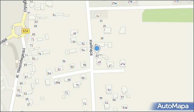 Stare Lipiny, Kwitnąca, 43, mapa Stare Lipiny