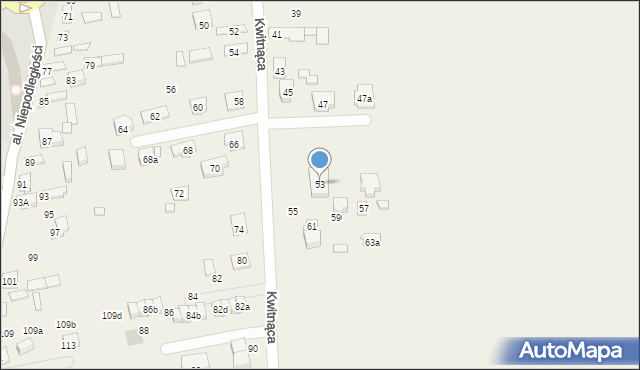 Stare Lipiny, Kwitnąca, 53, mapa Stare Lipiny